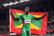 5 August 2021; Kirani James of Grenada celebrates after winning bronze in the men's 400 metres at the Olympic Stadium on day 13 during the 2020 Tokyo Summer Olympic Games in Tokyo, Japan. Photo by Stephen McCarthy/Sportsfile