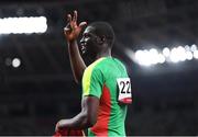 5 August 2021; Kirani James of Grenada celebrates after winning bronze in the men's 400 metres at the Olympic Stadium on day 13 during the 2020 Tokyo Summer Olympic Games in Tokyo, Japan. Photo by Stephen McCarthy/Sportsfile