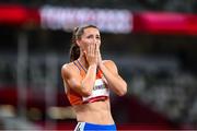 5 August 2021; Bronze medal winner Emma Oosterwegel of Netherlands reacts after the women's heptathlon at the Olympic Stadium on day 13 during the 2020 Tokyo Summer Olympic Games in Tokyo, Japan. Photo by Stephen McCarthy/Sportsfile