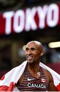 5 August 2021; Damian Warner of Canada celebrates after winning the gold meldal in the Men's Decathlon during the 1500 metres of the men's decathlon at the Olympic Stadium on day 13 during the 2020 Tokyo Summer Olympic Games in Tokyo, Japan. Photo by Stephen McCarthy/Sportsfile