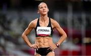 5 August 2021; Ekaterina Voronina of Uzbekistan following the 800 metres of the women's heptathlon at the Olympic Stadium on day 13 during the 2020 Tokyo Summer Olympic Games in Tokyo, Japan. Photo by Stephen McCarthy/Sportsfile