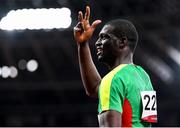 5 August 2021; Kirani James of Grenada reacts after winning the bronze medal in the men's 400 metres final at the Olympic Stadium on day 13 during the 2020 Tokyo Summer Olympic Games in Tokyo, Japan. Photo by Stephen McCarthy/Sportsfile