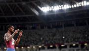 5 August 2021; Michael Cherry of United States before the men's 400 metres final at the Olympic Stadium on day 13 during the 2020 Tokyo Summer Olympic Games in Tokyo, Japan. Photo by Stephen McCarthy/Sportsfile