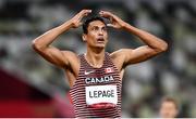 5 August 2021; Pierce Lepage of Canada following the 1500 metres of the men's decathlon at the Olympic Stadium on day 13 during the 2020 Tokyo Summer Olympic Games in Tokyo, Japan. Photo by Stephen McCarthy/Sportsfile