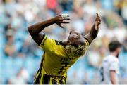 5 August 2021; Lois Openda of Vitesse reacts after missing the target during the UEFA Europa Conference League third qualifying round first leg match between Vitesse and Dundalk at GelreDome in Arnhem, Netherlands. Photo by Broer van den Boom/Sportsfile