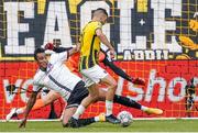 5 August 2021; Matus Bero of Vitesse is tackled by Sonni Nattestad of Dundalk during the UEFA Europa Conference League third qualifying round first leg match between Vitesse and Dundalk at GelreDome in Arnhem, Netherlands. Photo by Rene Nijhuis/Sportsfile