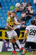 5 August 2021; Greg Sloggett, hidden, of Dundalk in action against Sondre Tronstad of Vitesse during the UEFA Europa Conference League third qualifying round first leg match between Vitesse and Dundalk at GelreDome in Arnhem, Netherlands. Photo by Rene Nijhuis/Sportsfile