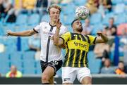 5 August 2021; Oussama Tannane of Vitesse is tackled by Greg Sloggett of Dundalk during the UEFA Europa Conference League third qualifying round first leg match between Vitesse and Dundalk at GelreDome in Arnhem, Netherlands. Photo by Broer van den Boom/Sportsfile