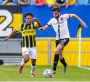 5 August 2021; Sam Stanton of Dundalk in action against Million Manhoef of Vitesse during the UEFA Europa Conference League third qualifying round first leg match between Vitesse and Dundalk at GelreDome in Arnhem, Netherlands. Photo by Rene Nijhuis/Sportsfile