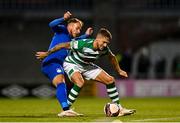 5 August 2021; Lee Grace of Shamrock Rovers in action against Jackson of Teuta during the UEFA Europa Conference League third qualifying round first leg match between Shamrock Rovers and Teuta at Tallaght Stadium in Dublin. Photo by Eóin Noonan/Sportsfile