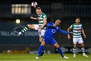 5 August 2021; Liam Scales of Shamrock Rovers in action against Tauljan Sulejmanov of Teuta during the UEFA Europa Conference League third qualifying round first leg match between Shamrock Rovers and Teuta at Tallaght Stadium in Dublin. Photo by Eóin Noonan/Sportsfile