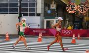 6 August 2021; Brendan Boyce, left, of Ireland in action during the men's 50 kilometre walk final at Sapporo Odori Park on day 14 during the 2020 Tokyo Summer Olympic Games in Sapporo, Japan. Photo by Ramsey Cardy/Sportsfile