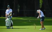 6 August 2021; Stephanie Meadow of Ireland, watched by her caddy Kyle Kallan, plays from the second fairway during round three of the women's individual stroke play at the Kasumigaseki Country Club during the 2020 Tokyo Summer Olympic Games in Kawagoe, Saitama, Japan. Photo by Brendan Moran/Sportsfile
