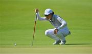 6 August 2021; Min Lee of Chinese Taipei lines up a putt on the second green during round three of the women's individual stroke play at the Kasumigaseki Country Club during the 2020 Tokyo Summer Olympic Games in Kawagoe, Saitama, Japan. Photo by Brendan Moran/Sportsfile
