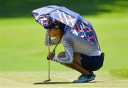 6 August 2021; Jessica Korda of USA lines up a putt on the seventh green during round three of the women's individual stroke play at the Kasumigaseki Country Club during the 2020 Tokyo Summer Olympic Games in Kawagoe, Saitama, Japan. Photo by Brendan Moran/Sportsfile