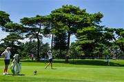 6 August 2021; Leona Maguire of Ireland plays from the 12th tee box, watched by Stephanie Meadow of Ireland, during round three of the women's individual stroke play at the Kasumigaseki Country Club during the 2020 Tokyo Summer Olympic Games in Kawagoe, Saitama, Japan. Photo by Brendan Moran/Sportsfile