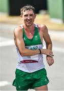 6 August 2021; Brendan Boyce of Ireland crosses the finish line in 10th position in the men's 50 kilometre walk final at Sapporo Odori Park on day 14 during the 2020 Tokyo Summer Olympic Games in Sapporo, Japan. Photo by Ramsey Cardy/Sportsfile