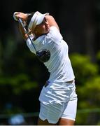 6 August 2021; Emily Kristine Pedersen of Denmark watches her drive at the 12th tee box during round three of the women's individual stroke play at the Kasumigaseki Country Club during the 2020 Tokyo Summer Olympic Games in Kawagoe, Saitama, Japan. Photo by Brendan Moran/Sportsfile