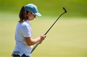 6 August 2021; Leona Maguire of Ireland lines up a putt on the 18th green during round three of the women's individual stroke play at the Kasumigaseki Country Club during the 2020 Tokyo Summer Olympic Games in Kawagoe, Saitama, Japan. Photo by Brendan Moran/Sportsfile