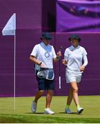 6 August 2021; Madelene Sagstrom of Sweden with her caddie Shane Codd during round three of the women's individual stroke play at the Kasumigaseki Country Club during the 2020 Tokyo Summer Olympic Games in Kawagoe, Saitama, Japan. Photo by Brendan Moran/Sportsfile