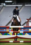 6 August 2021; Samantha Schultz of the United States riding Discastino during the women's riding show jumping at Tokyo Stadium on day 14 during the 2020 Tokyo Summer Olympic Games in Tokyo, Japan. Photo by Stephen McCarthy/Sportsfile
