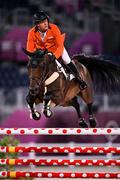 6 August 2021; Willem Greve of Netherlands riding Zypria S during the jumping team qualifier at the Equestrian Park during the 2020 Tokyo Summer Olympic Games in Tokyo, Japan. Photo by Brendan Moran/Sportsfile