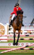 6 August 2021; Amira Kandil of Egypt riding Pecora during the women's riding show jumping at Tokyo Stadium on day 14 during the 2020 Tokyo Summer Olympic Games in Tokyo, Japan. Photo by Stephen McCarthy/Sportsfile
