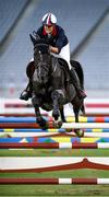 6 August 2021; Elodie Clouvel of France riding Farome during the women's riding show jumping at Tokyo Stadium on day 14 during the 2020 Tokyo Summer Olympic Games in Tokyo, Japan. Photo by Stephen McCarthy/Sportsfile