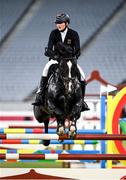 6 August 2021; Rebecca Langrehr of Germany riding Air Jody Z during the women's riding show jumping at Tokyo Stadium on day 14 during the 2020 Tokyo Summer Olympic Games in Tokyo, Japan. Photo by Stephen McCarthy/Sportsfile