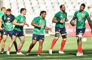 6 August 2021; Mako Vunapola, centre, with captain Alun Wyn Jones, centre right, and Courtney Lawes during the British and Irish Lions Captain's Run at Cape Town Stadium in Cape Town, South Africa. Photo by Ashley Vlotman/Sportsfile