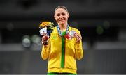 6 August 2021; Laura Asadauskaite of Lithuania poses with the silver medal following the women's modern pentathlon at Tokyo Stadium on day 14 during the 2020 Tokyo Summer Olympic Games in Tokyo, Japan. Photo by Stephen McCarthy/Sportsfile