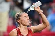 6 August 2021; Anastasiya Prokopenko of Belarus cools down following the laser run of the women's modern pentathlon at Tokyo Stadium on day 14 during the 2020 Tokyo Summer Olympic Games in Tokyo, Japan. Photo by Stephen McCarthy/Sportsfile