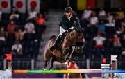 6 August 2021; Ali Al Ahrach of Morocco riding Golden Lady during the jumping team qualifier at the Equestrian Park during the 2020 Tokyo Summer Olympic Games in Tokyo, Japan. Photo by Brendan Moran/Sportsfile