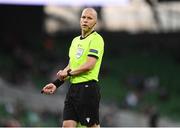 3 August 2021; Referee Antti Munukka during the UEFA Europa Conference League third qualifying round first leg match between Bohemians and PAOK at Aviva Stadium in Dublin. Photo by Ben McShane/Sportsfile