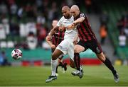29 July 2021; Georgie Kelly of Bohemians and Jules Diouf of F91 Dudelange during the UEFA Europa Conference League second qualifying round second leg match between Bohemians and F91 Dudelange at the Aviva Stadium in Dublin. Photo by Ben McShane/Sportsfile
