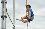 6 August 2021; Reuben Mc Carthy of St Laurence O'Toole AC, Carlow, competing in the Boy's U16 Pole Vault during day one of the Irish Life Health National Juvenile Track & Field Championships at Tullamore Harriers Stadium in Tullamore, Offaly. Photo by Sam Barnes/Sportsfile