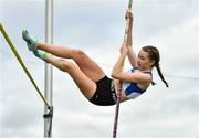 6 August 2021; Kate Rigney of Lusk AC, Dublin, competing in the Girls U15 Pole Vault during day one of the Irish Life Health National Juvenile Track & Field Championships at Tullamore Harriers Stadium in Tullamore, Offaly. Photo by Sam Barnes/Sportsfile