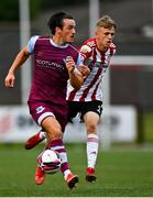 6 August 2021; James Brown of Drogheda United in action against Ciaron Harkin of Derry City during the SSE Airtricity League Premier Division match between Derry City and Drogheda United at Ryan McBride Brandywell Stadium in Derry. Photo by Eóin Noonan/Sportsfile