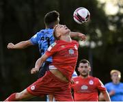 6 August 2021; Brian McManus of Shelbourne in action against Sean Brennan of UCD during the SSE Airtricity League First Division match between UCD and Shelbourne at the UCD Bowl in Dublin. Photo by Matt Browne/Sportsfile