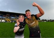6 August 2021; Sligo players Ronan O'Hehir, left, and Kyle Davey celebrate their side's victory in the Electric Ireland Connacht GAA Minor 2021 Final match between Roscommon and Sligo at Dr Hyde Park in Roscommon. Photo by Piaras Ó Mídheach/Sportsfile