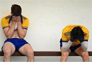 6 August 2021; Roscommon players Conor Harley, left, and Rory Hester dejected after their side's defeat in the Electric Ireland Connacht GAA Minor 2021 Final match between Roscommon and Sligo at Dr Hyde Park in Roscommon. Photo by Piaras Ó Mídheach/Sportsfile