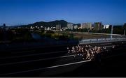 7 August 2021; Runners in action at the Horohira Bridge during the women's marathon at Sapporo Odori Park on day 15 during the 2020 Tokyo Summer Olympic Games in Sapporo, Japan. Photo by Ramsey Cardy/Sportsfile