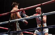 6 August 2021; TJ Doheny, right, and Michael Conlan during their WBA interim world featherweight title bout at Falls Park in Belfast. Photo by David Fitzgerald/Sportsfile