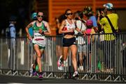 7 August 2021; Fionnuala McCormack of Ireland, left, and Jess Piasecki of Great Britain in action during the women's marathon at Sapporo Odori Park on day 15 during the 2020 Tokyo Summer Olympic Games in Sapporo, Japan. Photo by Ramsey Cardy/Sportsfile