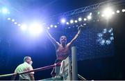 6 August 2021; Michael Conlan celebrates victory over TJ Doheny after their WBA interim world featherweight title bout at Falls Park in Belfast. Photo by David Fitzgerald/Sportsfile