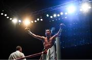 6 August 2021; Michael Conlan celebrates victory over TJ Doheny after their WBA interim world featherweight title bout at Falls Park in Belfast. Photo by David Fitzgerald/Sportsfile