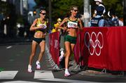 7 August 2021; Sinead Diver of Australia, left, and Gerda Steyn of South Africa compete in the women's marathon at Sapporo Odori Park on day 15 during the 2020 Tokyo Summer Olympic Games in Sapporo, Japan. Photo by Ramsey Cardy/Sportsfile