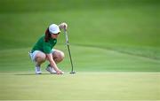 7 August 2021; Leona Maguire of Ireland lines up a putt on the eighth green during round four of the women's individual stroke play at the Kasumigaseki Country Club during the 2020 Tokyo Summer Olympic Games in Kawagoe, Saitama, Japan. Photo by Stephen McCarthy/Sportsfile