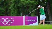 7 August 2021; Leona Maguire of Ireland watches her drive from the ninth tee box during round four of the women's individual stroke play at the Kasumigaseki Country Club during the 2020 Tokyo Summer Olympic Games in Kawagoe, Saitama, Japan. Photo by Stephen McCarthy/Sportsfile