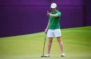 7 August 2021; Leona Maguire of Ireland lines up a putt on the 10th green during round four of the women's individual stroke play at the Kasumigaseki Country Club during the 2020 Tokyo Summer Olympic Games in Kawagoe, Saitama, Japan. Photo by Stephen McCarthy/Sportsfile